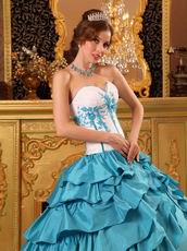 Layers Skirt Teal Blue Floor Length Quinceanera Dress