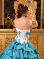 Layers Skirt Teal Blue Floor Length Quinceanera Dress