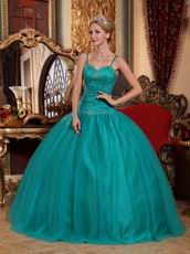 Puffy Jade Quinceanera Dress With Floor Length Skirt