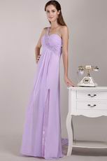 Lavender Chiffon Prom Dress Design With One Shoulder Watteau Skirt