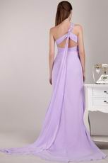 Lavender Chiffon Prom Dress Design With One Shoulder Watteau Skirt