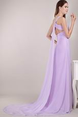 Lavender Chiffon Prom Dress Design With One Shoulder Watteau Skirt