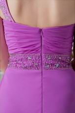 Inexpensive Crystals Plum One Shoulder Evening Dress