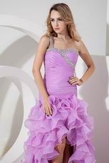 Elegant One Shoulder High Low Lilac Evening Dress Cheap
