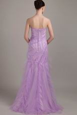 Lilac Mermaid Strapless Ruffled Skirt New Arrival Prom Dress