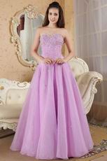 Floor Length Elegant Lilac Sweetheart A-line Prom Dress With Beading