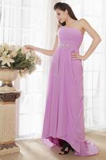 Elegant One Shoulder High Low Skirt Lilac Chiffon Prom Dress