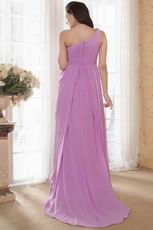 Elegant One Shoulder High Low Skirt Lilac Chiffon Prom Dress