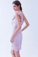 Sexy One Shoulder Lilac Chiffon Graduation Dress For Discount