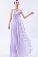 Elegant Flowers Decorate Empire Waist Lilac Chiffon Prom Girl Dress