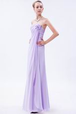 Elegant Flowers Decorate Empire Waist Lilac Chiffon Prom Girl Dress