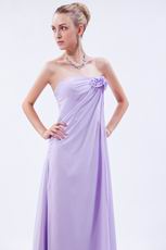 Elegant Flowers Decorate Empire Waist Lilac Chiffon Prom Girl Dress