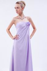 Elegant Flowers Decorate Empire Waist Lilac Chiffon Prom Girl Dress