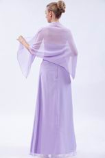 Elegant Flowers Decorate Empire Waist Lilac Chiffon Prom Girl Dress