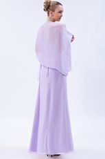 Elegant Flowers Decorate Empire Waist Lilac Chiffon Prom Girl Dress