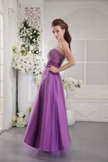 Strapless Beading Emberllish Dark Violet Prom Dress 2014