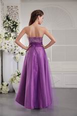 Strapless Beading Emberllish Dark Violet Prom Dress 2014