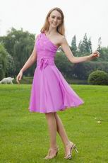 Mallow Chiffon One Shoulder Bridesmaid Dress For Girls