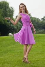 Mallow Chiffon One Shoulder Bridesmaid Dress For Girls