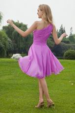 Mallow Chiffon One Shoulder Bridesmaid Dress For Girls