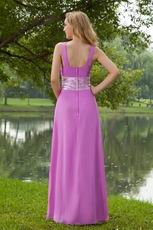 Scoop Bateau Lilac Chiffon Fashion Long Bridesmaid Dress