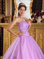 Strapless Lilac Embroidery Bottom Skirt Dress To Quinceanera