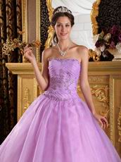 Strapless Lilac Embroidery Bottom Skirt Dress To Quinceanera