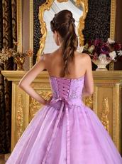 Strapless Lilac Embroidery Bottom Skirt Dress To Quinceanera