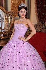 Floor-length Lilac Sequins Skirt Dress To Quinceanera Party