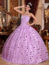 Floor-length Lilac Sequins Skirt Dress To Quinceanera Party