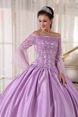 Off Shoulder Half Sleeves Lilac Puffy Skirt 2014 Quinceanera Dress