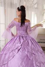 Off Shoulder Half Sleeves Lilac Puffy Skirt 2014 Quinceanera Dress