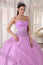 Lilac Strapless Applique Emberllishment Quinceanera Gown Stylish