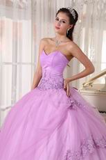 Lilac Strapless Applique Emberllishment Quinceanera Gown Stylish