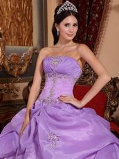 Lilac Organza Strapless Quinceanera Dress Discount Style