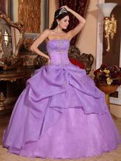 Lilac Organza Strapless Quinceanera Dress Discount Style