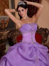 Lilac Organza Strapless Quinceanera Dress Discount Style