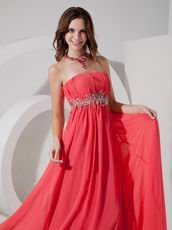 Strapless Ruched Watermelon Beautiful Prom Party Dress