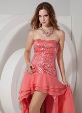 Layers Designer Watermelon Sequin High-low Prom Girl Dress