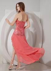 Layers Designer Watermelon Sequin High-low Prom Girl Dress