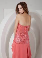 Layers Designer Watermelon Sequin High-low Prom Girl Dress