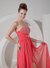 Discount High-low Watermelon Prom Dress With Beading