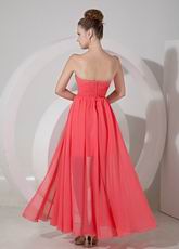 Discount High-low Watermelon Prom Dress With Beading