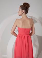 Discount High-low Watermelon Prom Dress With Beading