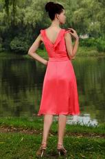 V Neck Design Pink Girls Short Evening Dress Cheap