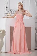 2014 New Arrival Column Pink Chiffon Sweetheart Vest  Evening Dress