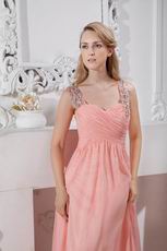 2014 New Arrival Column Pink Chiffon Sweetheart Vest  Evening Dress