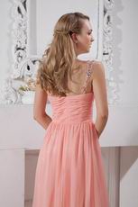 2014 New Arrival Column Pink Chiffon Sweetheart Vest  Evening Dress