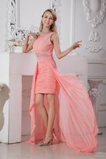 Custom Make High Low Pink Chiffon Holiday Cocktail Dress