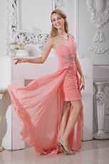 Custom Make High Low Pink Chiffon Holiday Cocktail Dress